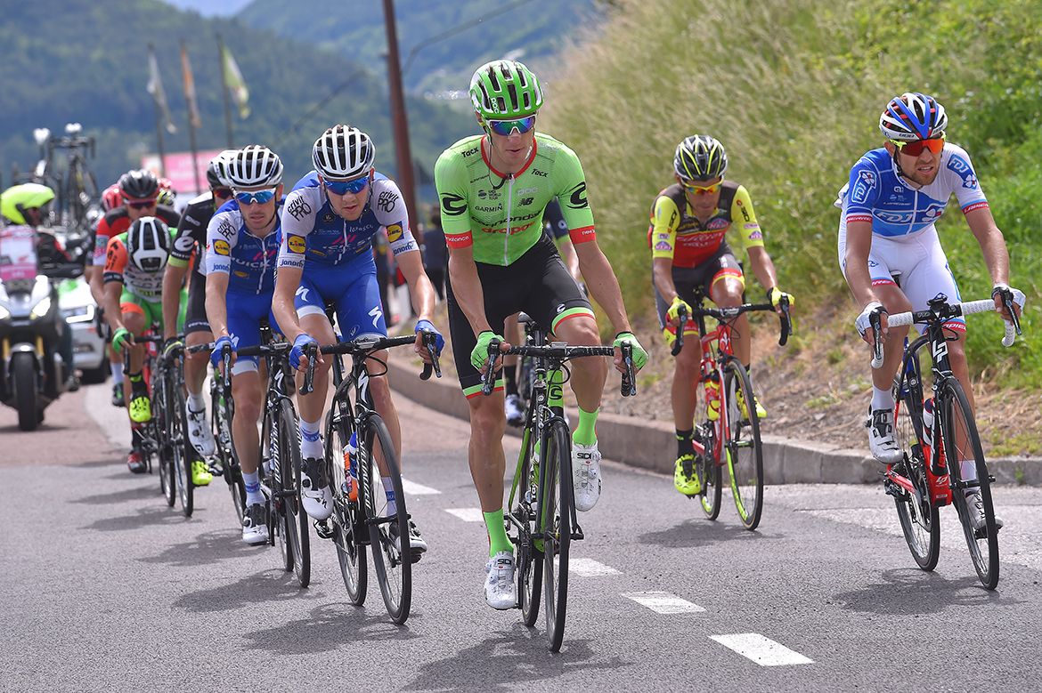 Pierre Rolland with the rest of the breakaway on stage 17 of the Giro d'Italia