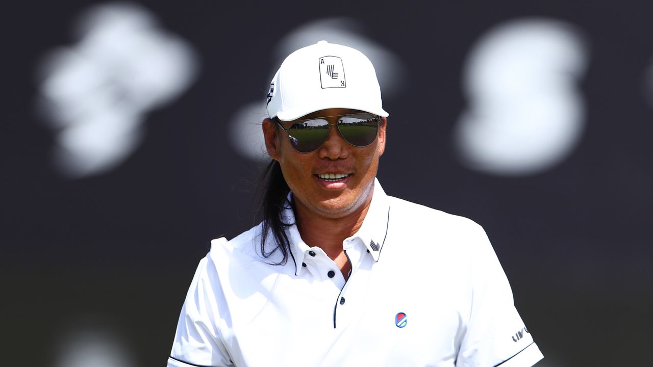 Anthony Kim smiles during round one of LIV Golf Jeddah 2024