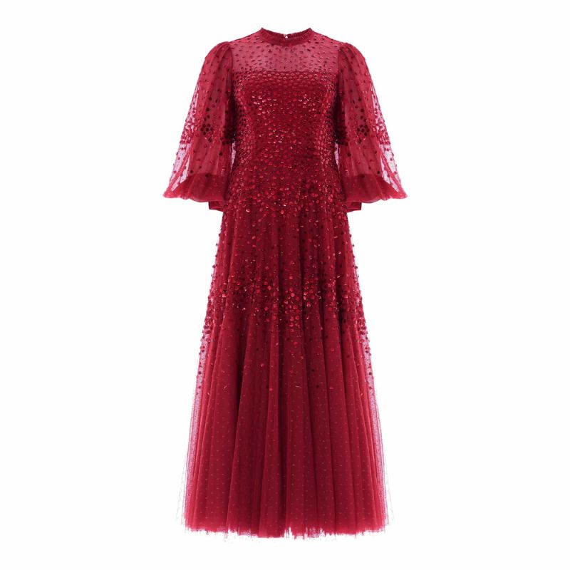 A cutout of a tulle and sequin red Needle &amp;amp; Thread dress