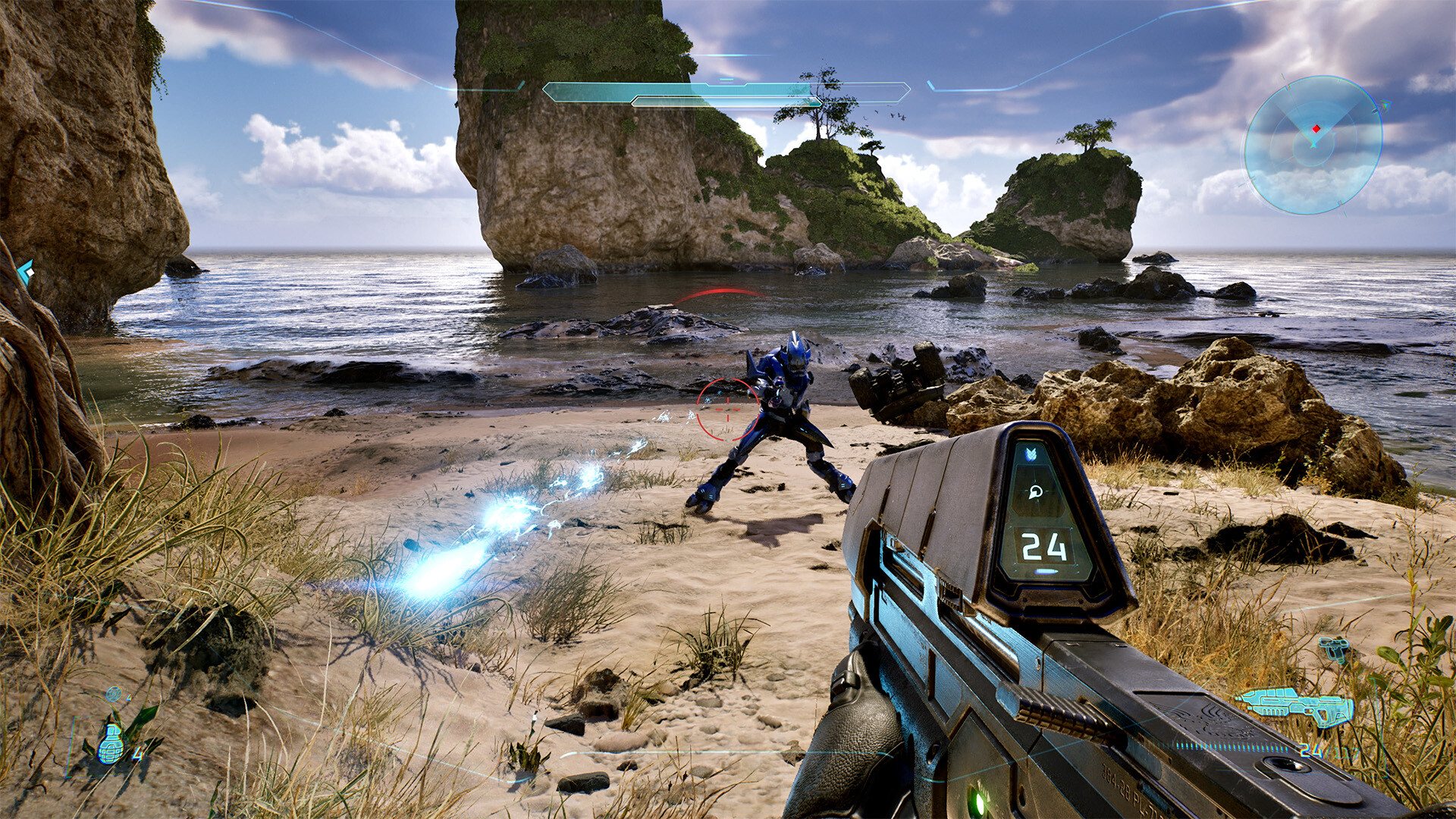 Halo: Campaign Evolved gameplay screenshot showing Master Chief in Unreal Engine 5