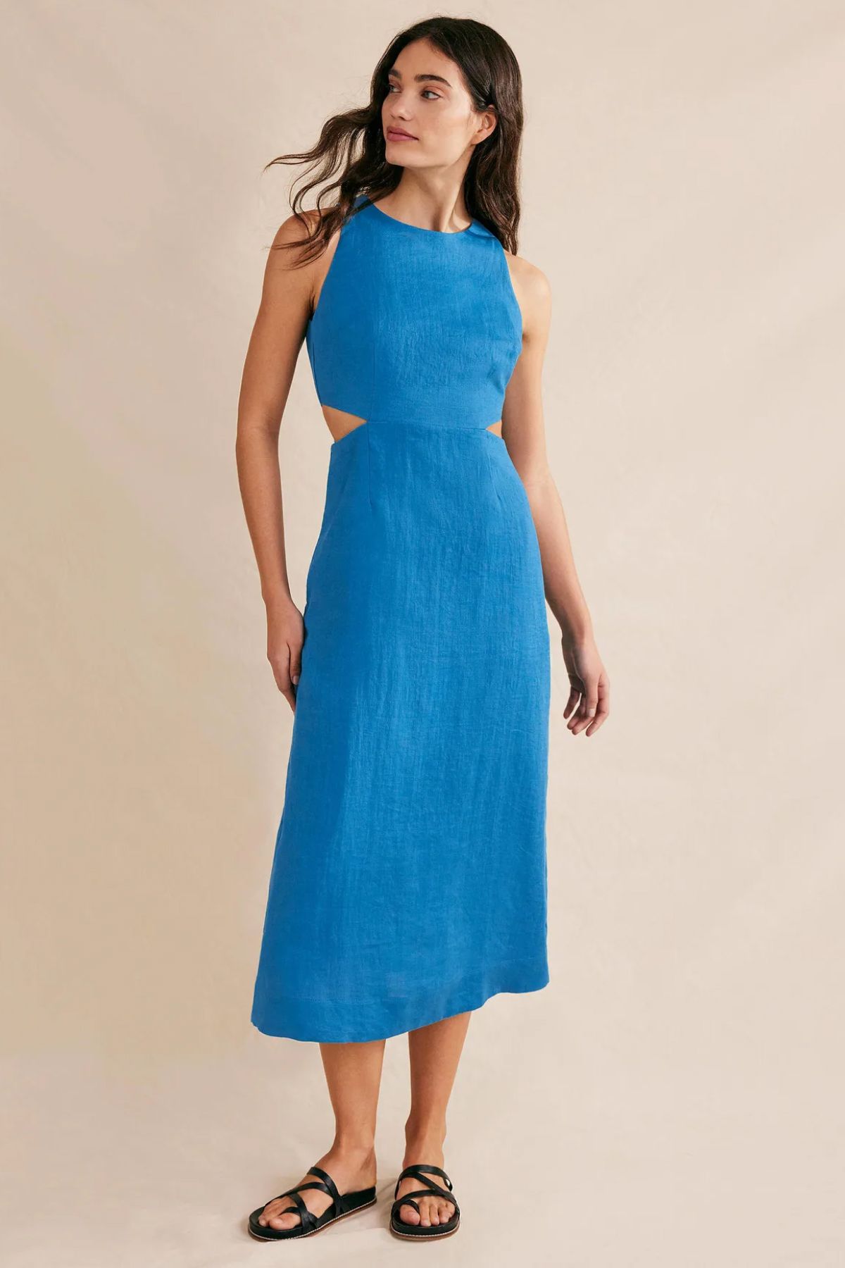 Boden Cut Out Linen Midi Dress