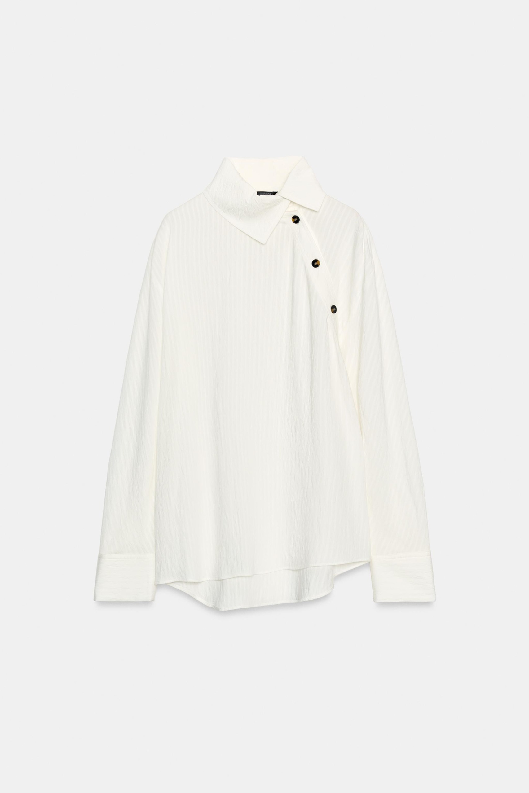 Striped Wrap Shirt - White - Xs