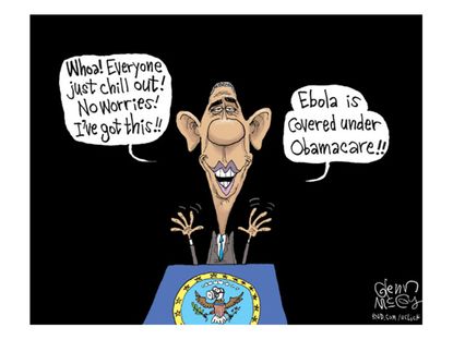Obama cartoon Obamacare Ebola coverage