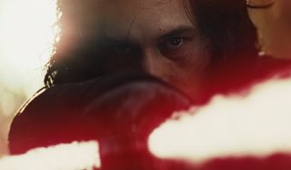 Star Wars: The Last Jedi Kylo Ren aiming his saber intensely