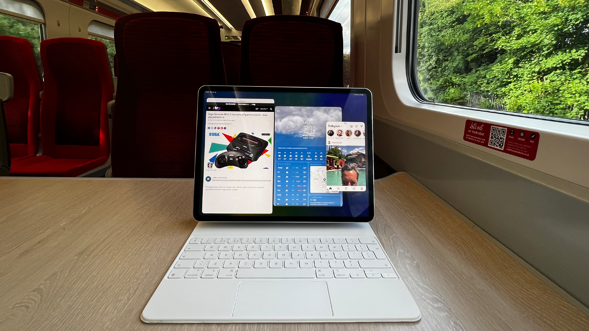 iPad running iPadOS 16 on the train