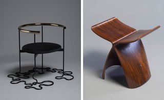 Left, Nirvana chair, by Shigeru Uchida and Right, Butterfly stool, by Sori Yanagi