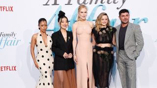 (From L) US actress Liza Koshy, US actress Sherry Cola, US-Australian actress Nicole Kidman, US actress Joey King and US actor Zac Efron attend the Los Angeles premiere of Netflix's "A Family Affair" at the Egyptian Theatre in Los Angeles, June 13, 2024.