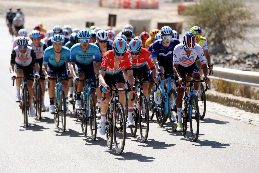 JABAL HATT OMAN FEBRUARY 13 Eduardo Sepulveda of Argentina and Team Lotto Dstny competes during the 12th Tour of Oman 2023 Stage 3 a 1518km stage from Al Khobar to Jabal Hatt 1000m TourofOman on February 13 2023 in Jabal Hatt Oman Photo by Alex BroadwayGetty Images