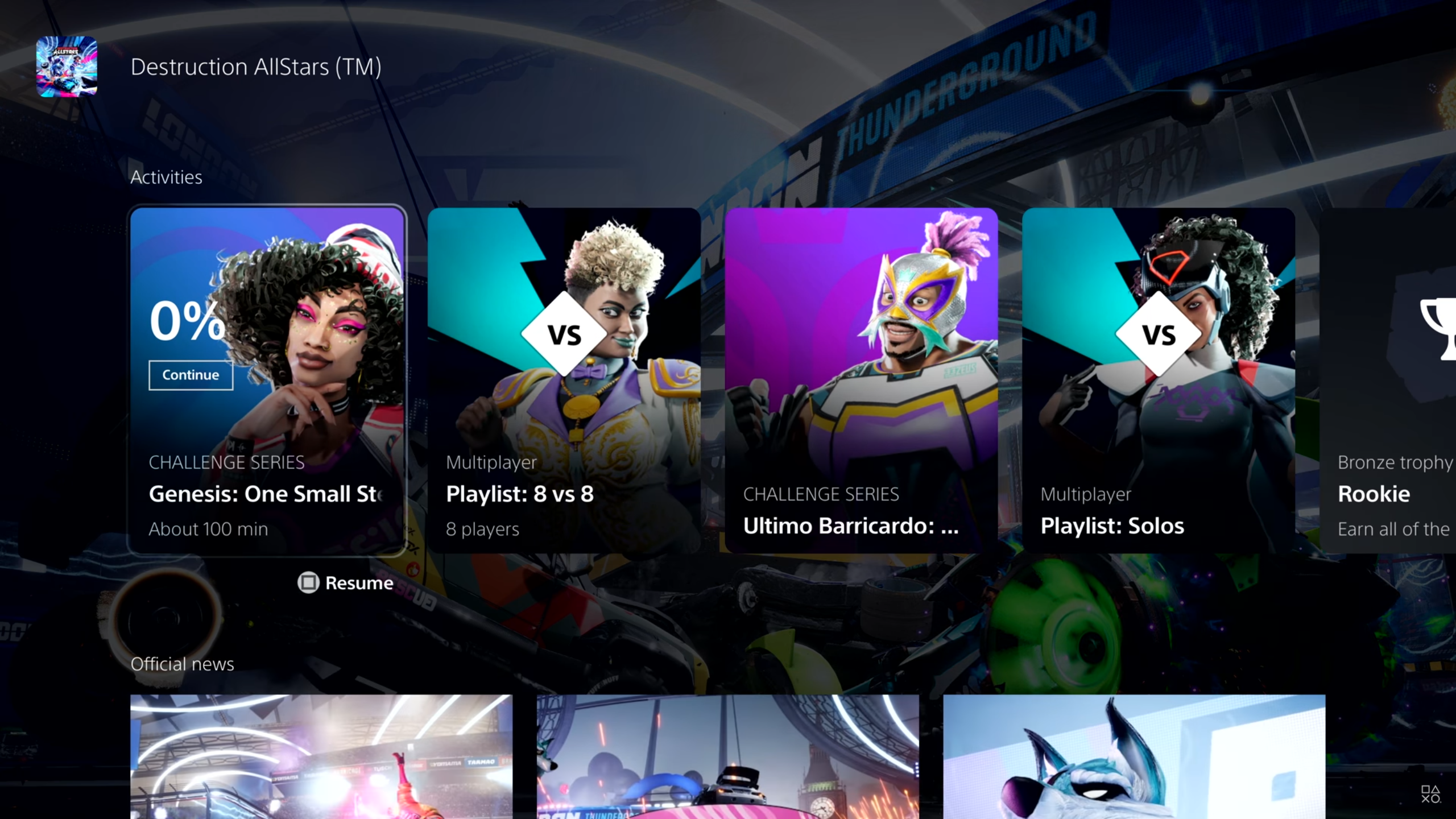 PS5 home screen