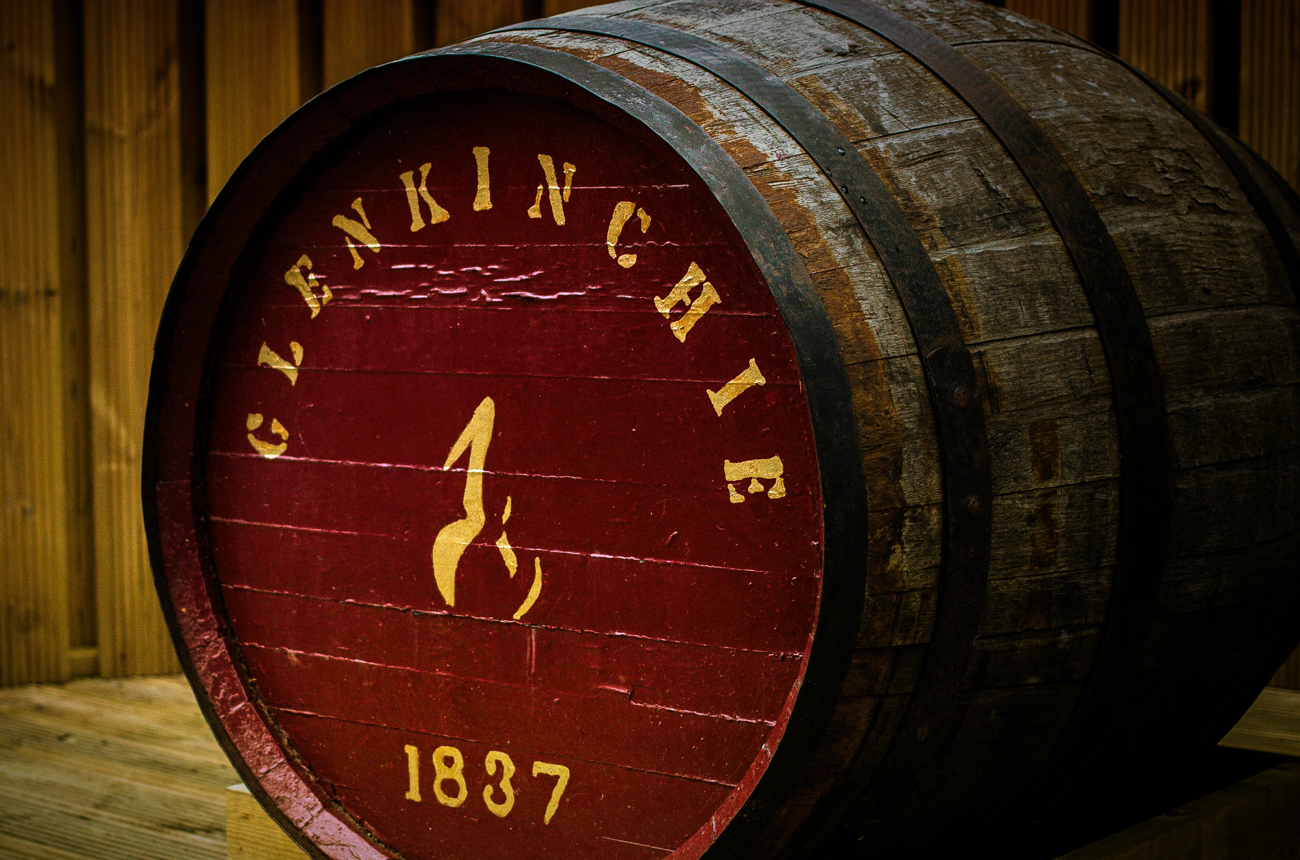Close-up of a whisky barrel from Glenkinchie