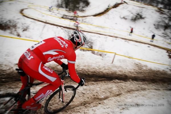 David Kasek plows through the snow