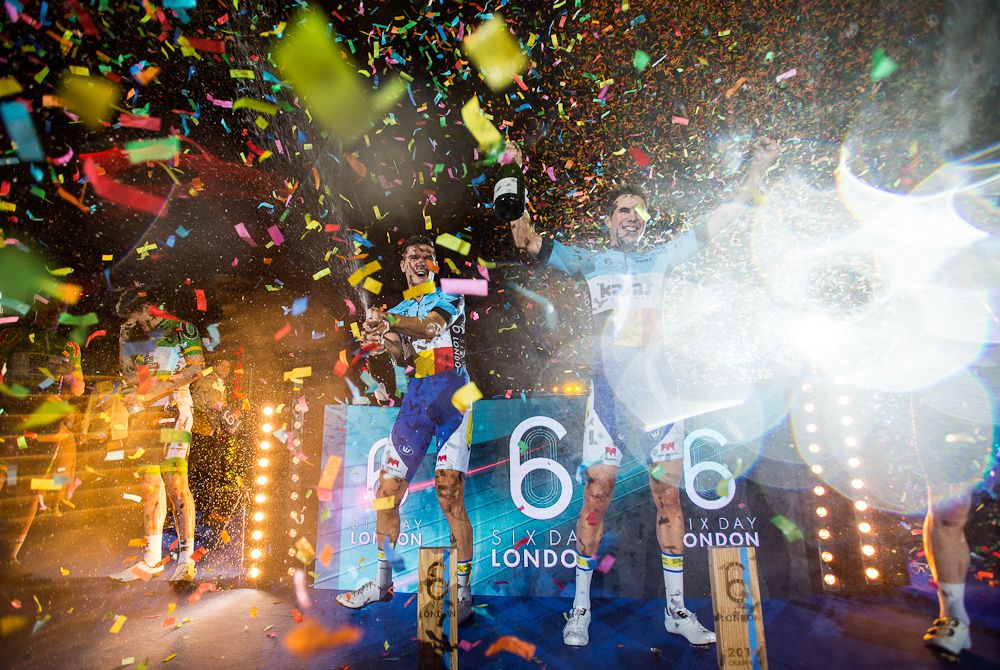 De Ketele and De Pauw on the 2016 Six Day London final podium