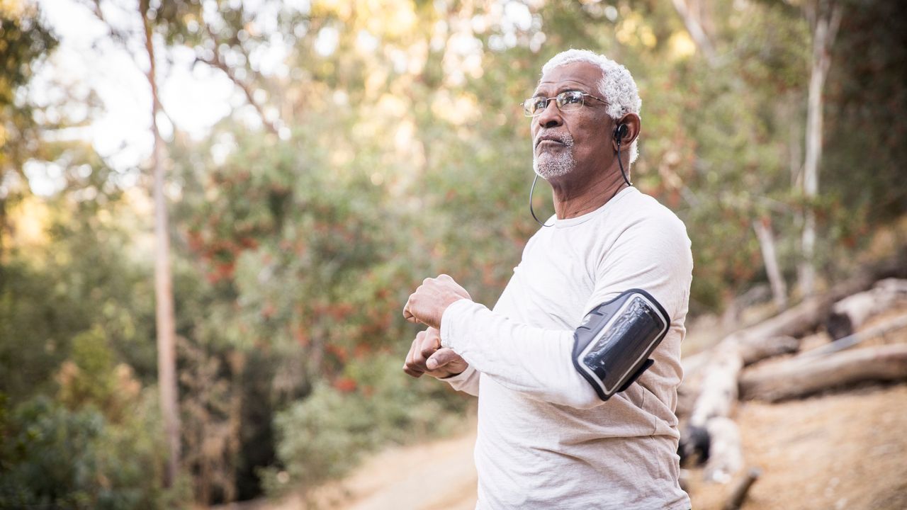 Senior man exercising