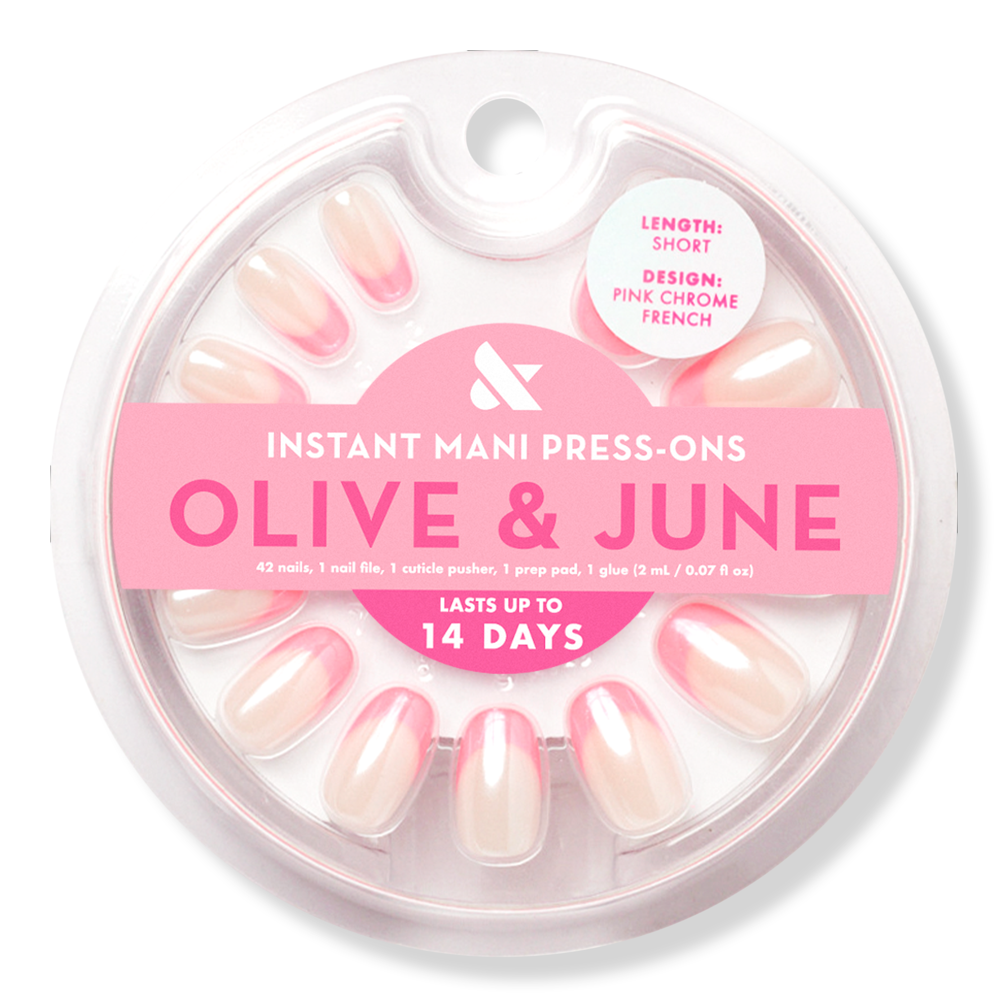 Instant Mani Press-On Nails Pink Chrome French