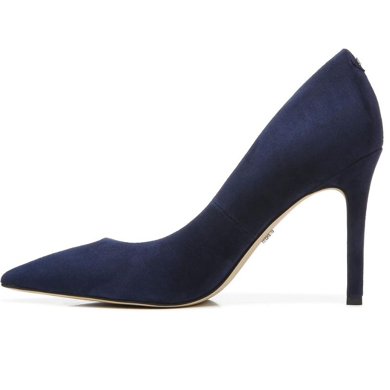 navy heeled court shoe