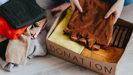 Donation box with old clothing