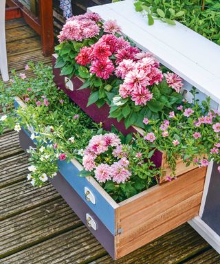 upcycled drawers as planters