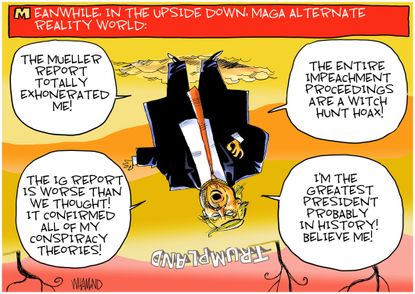 Political Cartoon U.S. Trump Land Upside Down