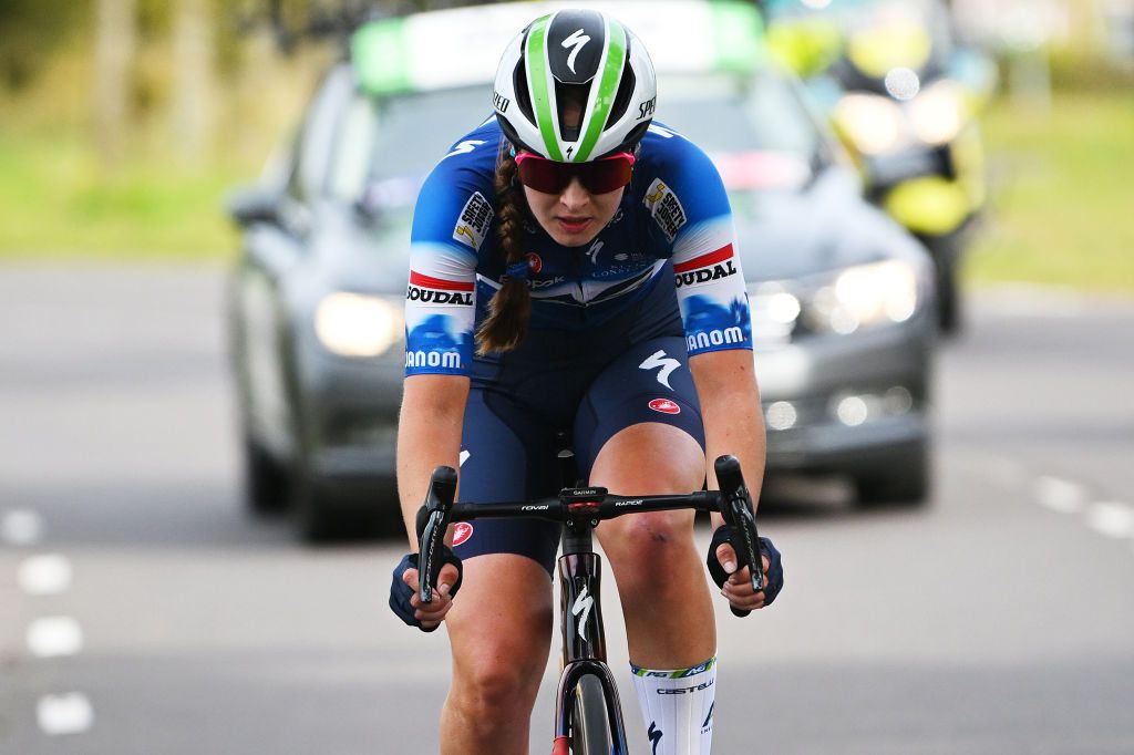 ASSEN NETHERLANDS OCTOBER 09 Ilse Pluimers of The Netherlands and AG Insurance Soudal Team competes in the breakaway during the 26th Simac Ladies Tour 2024 Stage 2 a 1548km stage from Coevorden to Assen on October 09 2024 in Assen Netherlands Photo by Luc ClaessenGetty Images