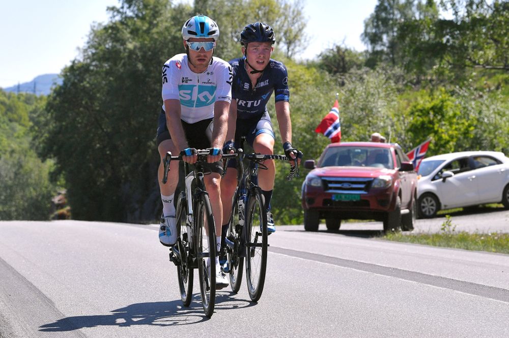 Kristoffer Halvorsen (Team Sky) and Andreas Hyldgaard Jeppesen (Virtu Cycling)