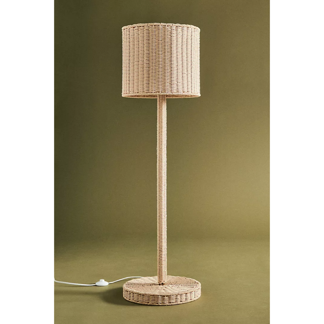 Rattan covered floor lamp