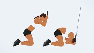 an illo of a woman doing ab cable crunches