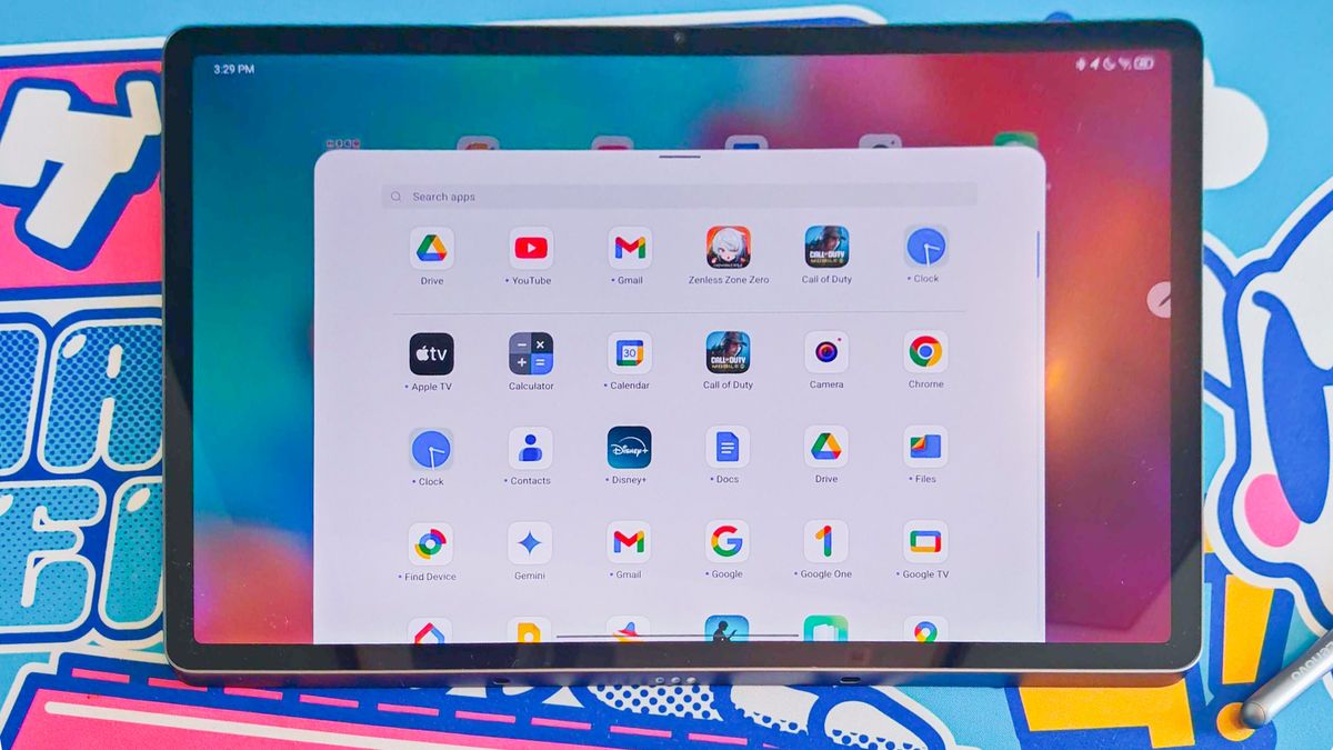 Lenovo Idea Tab Pro tablet with stylus showing front screen and back with cameras