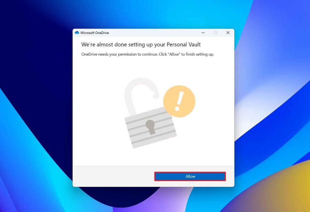 Personal Vault open feature on Windows 11
