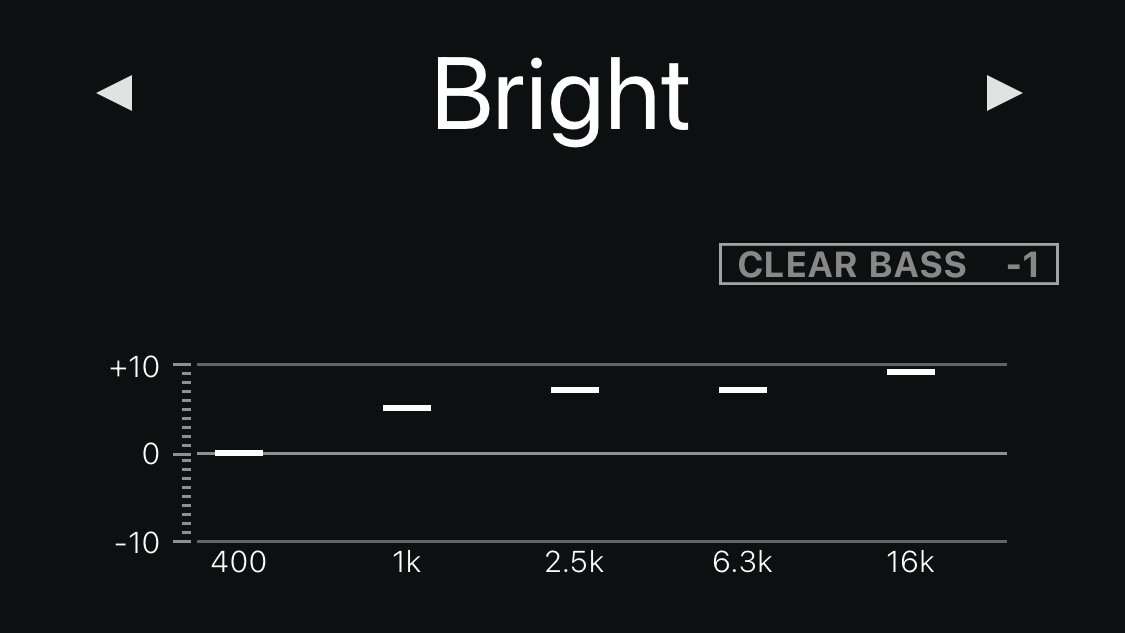 A screenshot of the Sony Sound Connect app showing the equaliser.