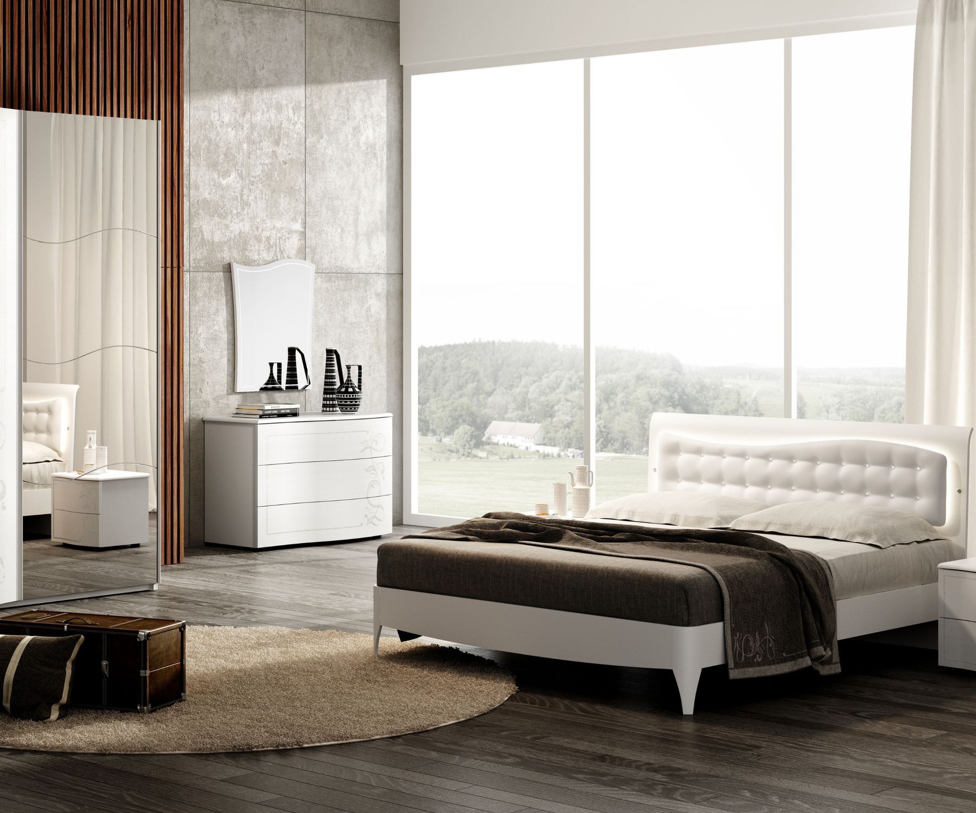 luxury bed in front of a window