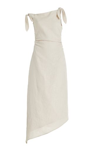 Affogato Tie-Detailed Linen Maxi Dress