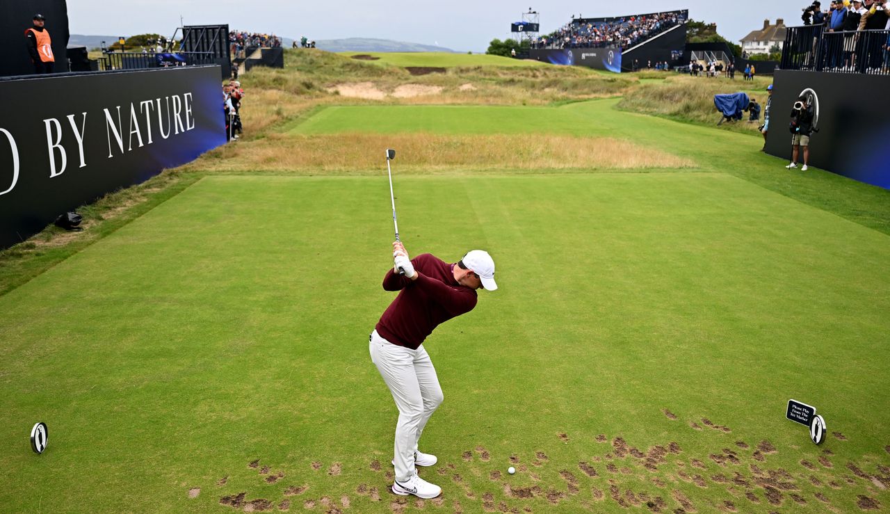 Rory McIlroy hits a shot from the 17th tee