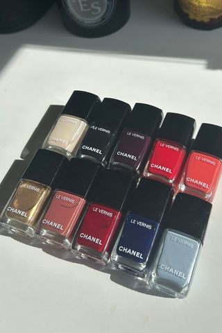 Best Chanel nail polishes - line up of Chanel nail polish shades