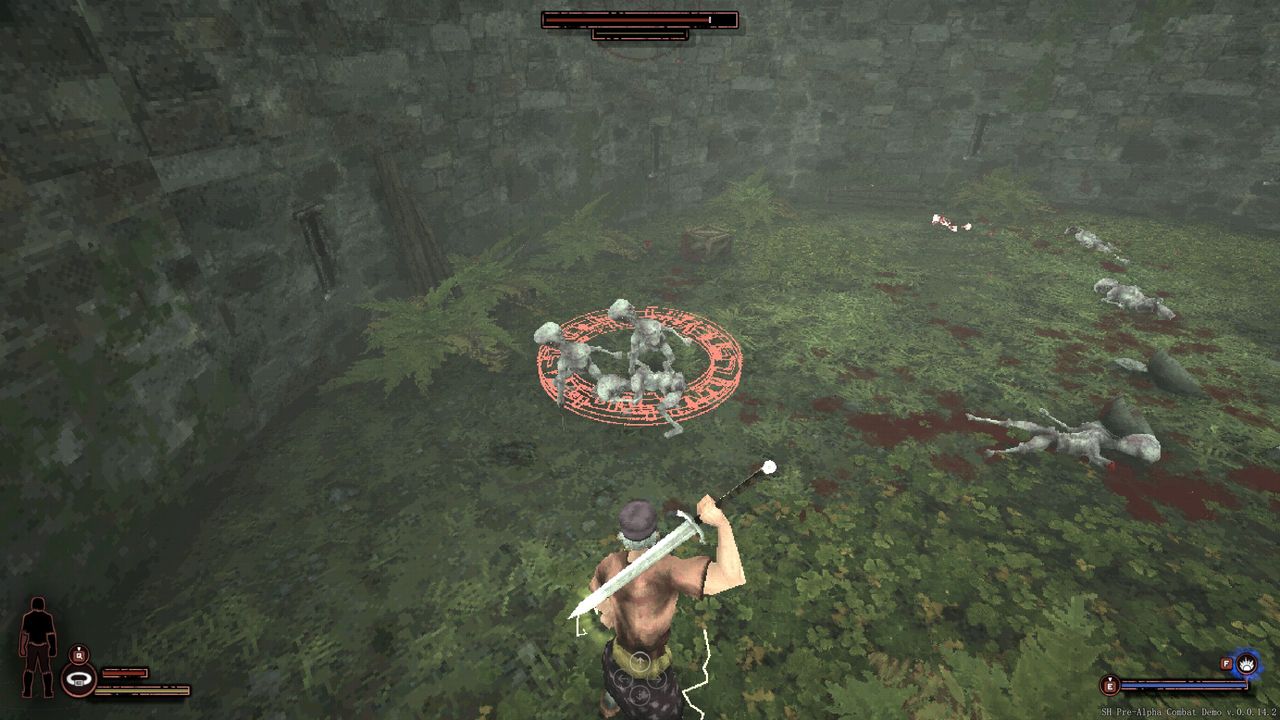Sword Hero aiming aoe spell on group of enemies.