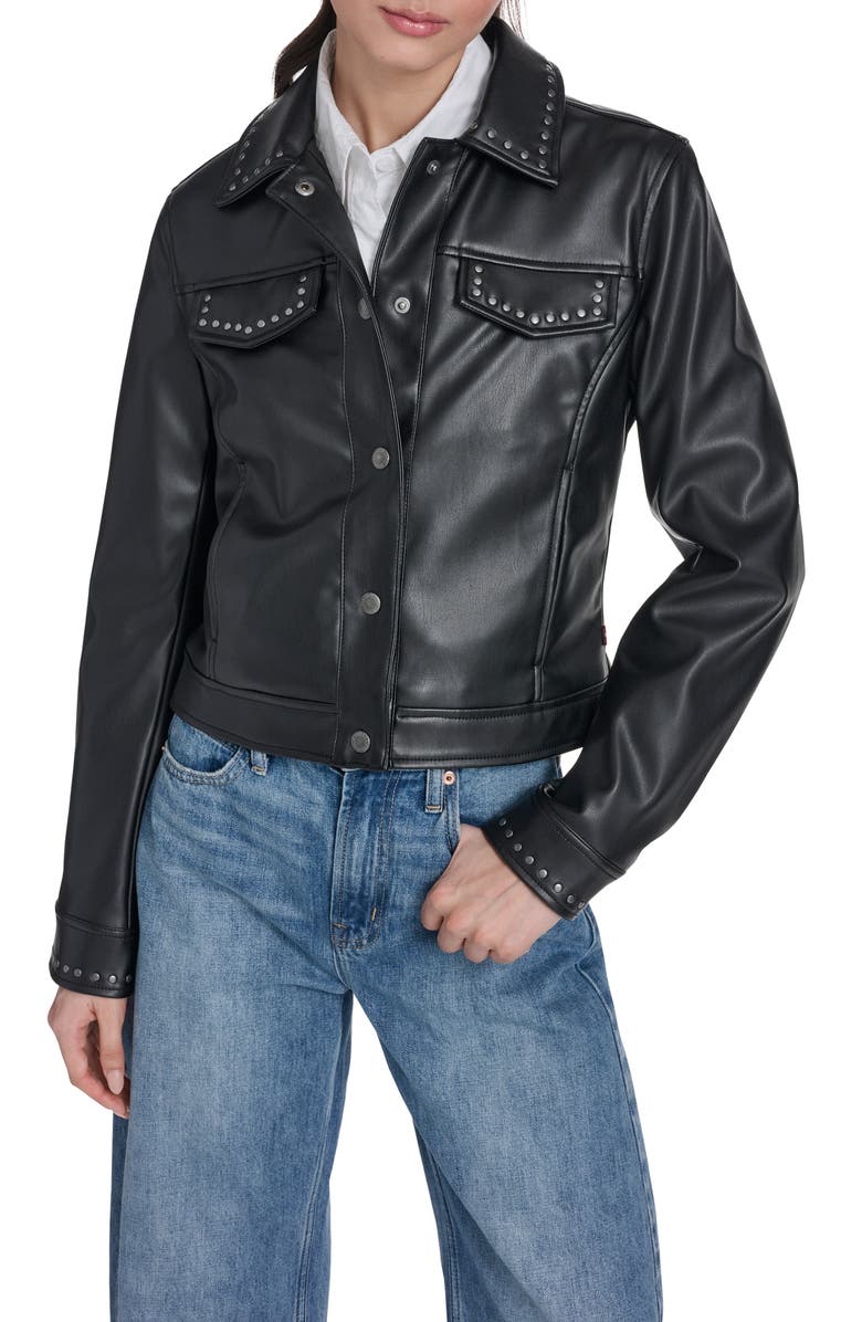 Studded Faux Leather Jacket