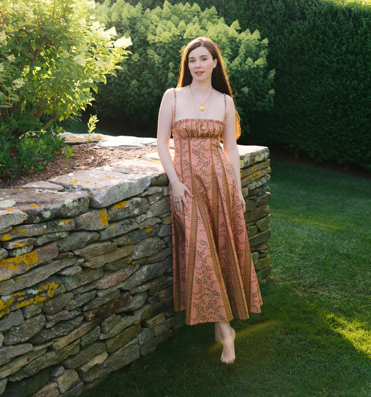 The Maisie Dress - Rust Dandelion Floral Stripe