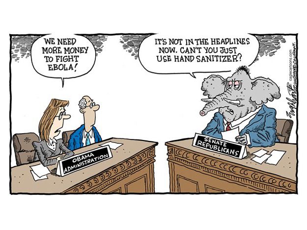 Political cartoon Ebola funding GOP headlines