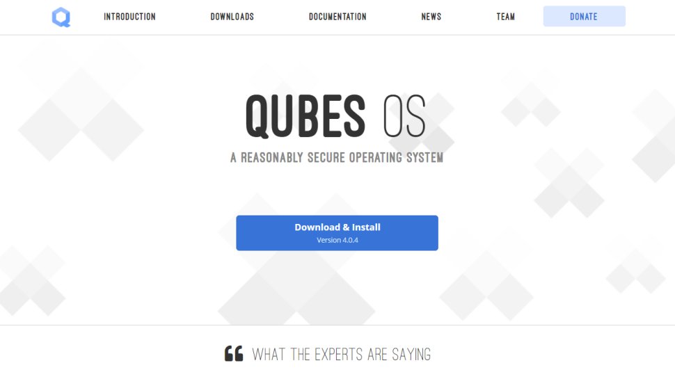 Website screenshot for Qubes OS
