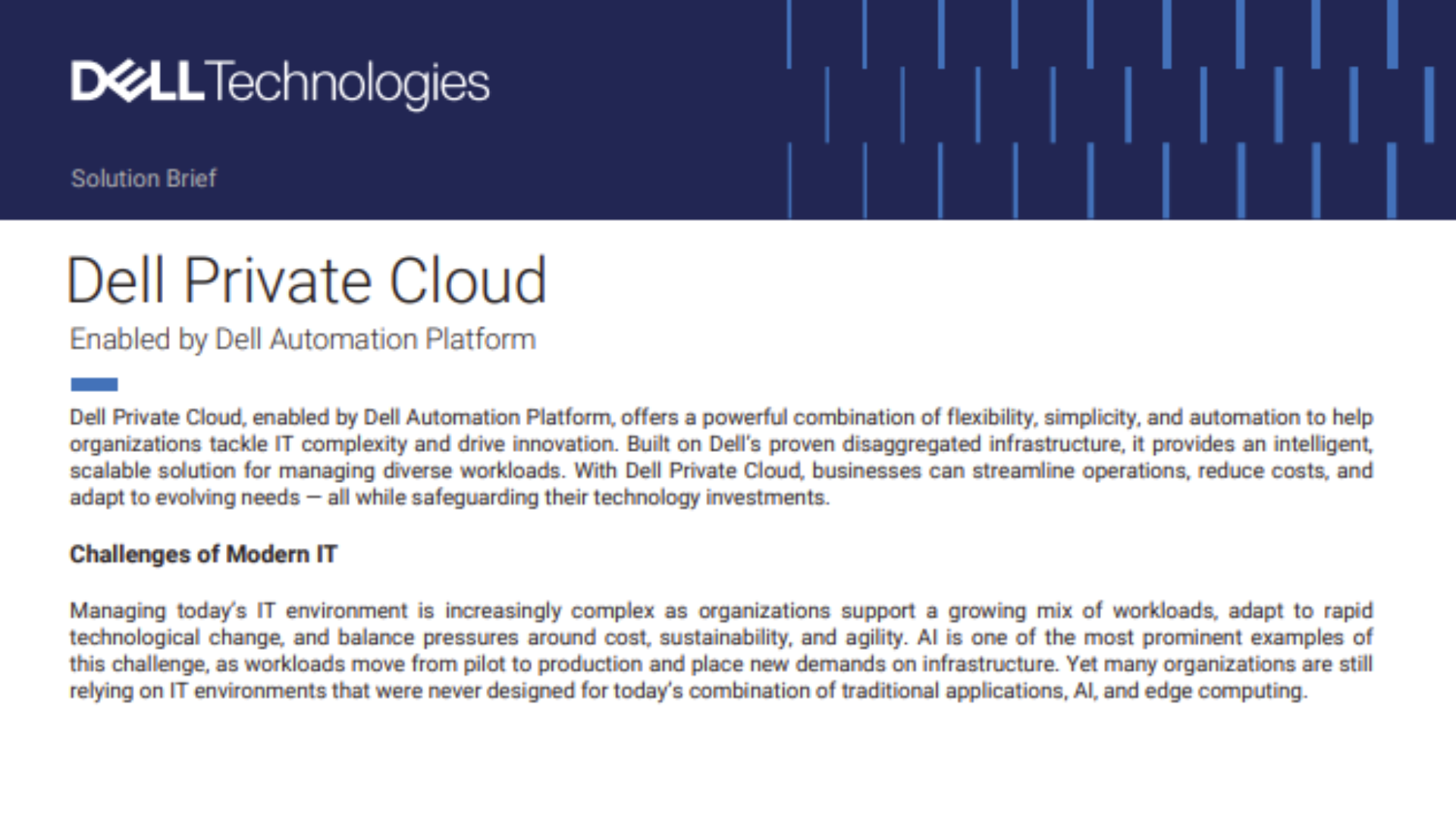 Dell Private Cloud Solution Brief