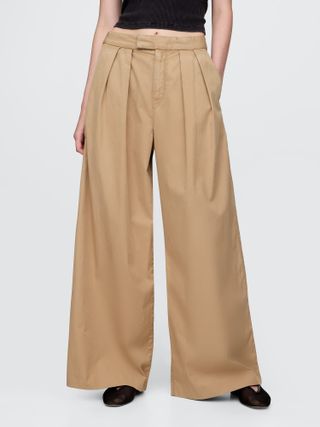 Gap, High Rise Twill Pleated Wide-Leg Khakis