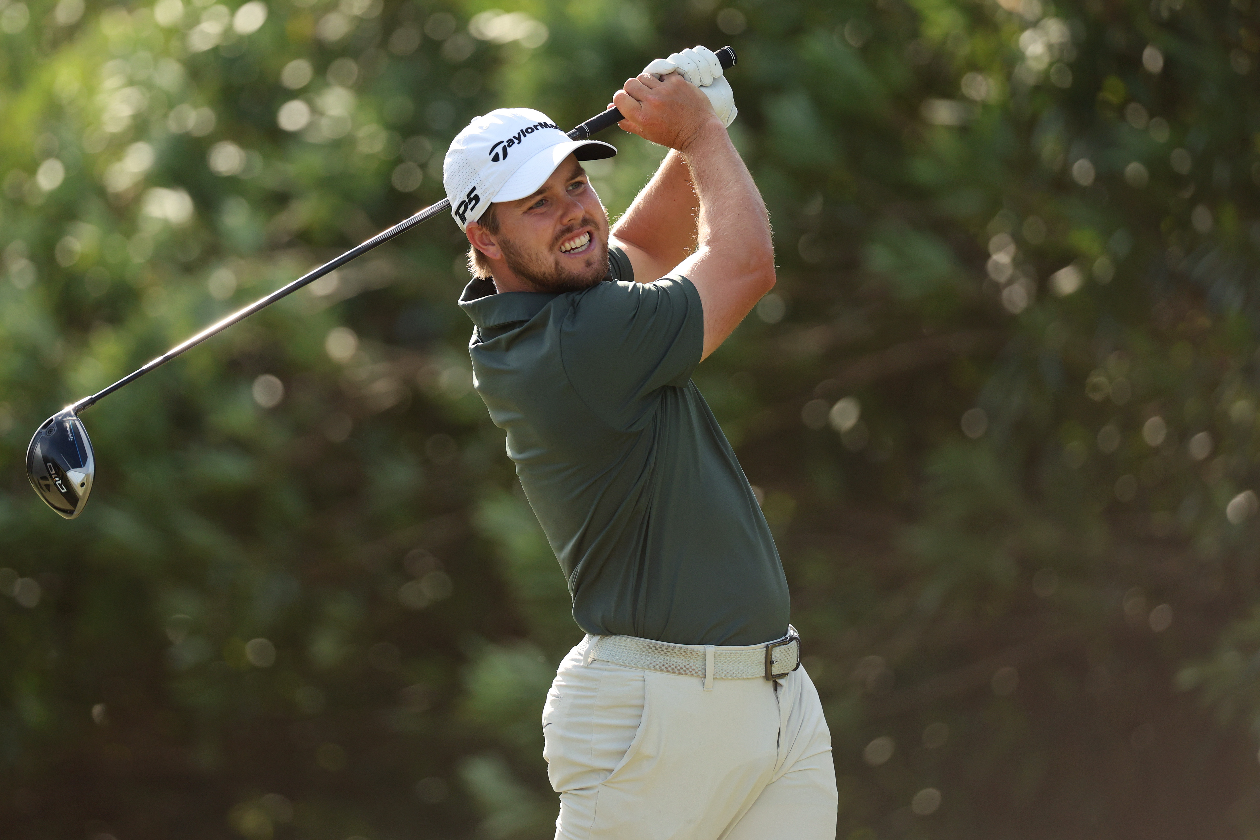 Pierceson Coody holds his finish on a drive