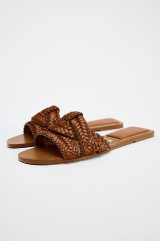 Braided Leather Flat Sandals