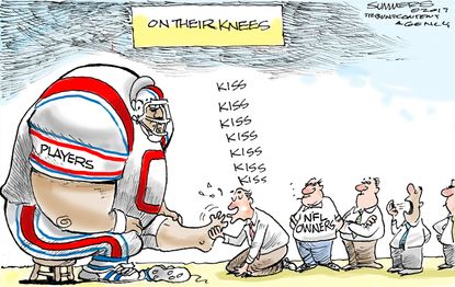 Political cartoon U.S. NFL kneeling owners