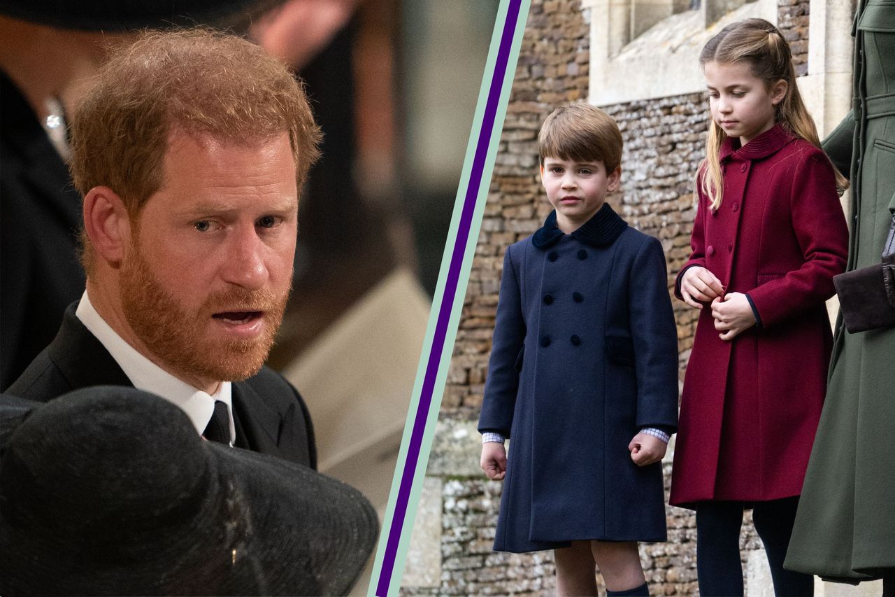 Prince Harry split layout and Prince Louis and Princess Charlotte