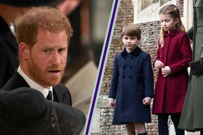 Prince Harry split layout and Prince Louis and Princess Charlotte