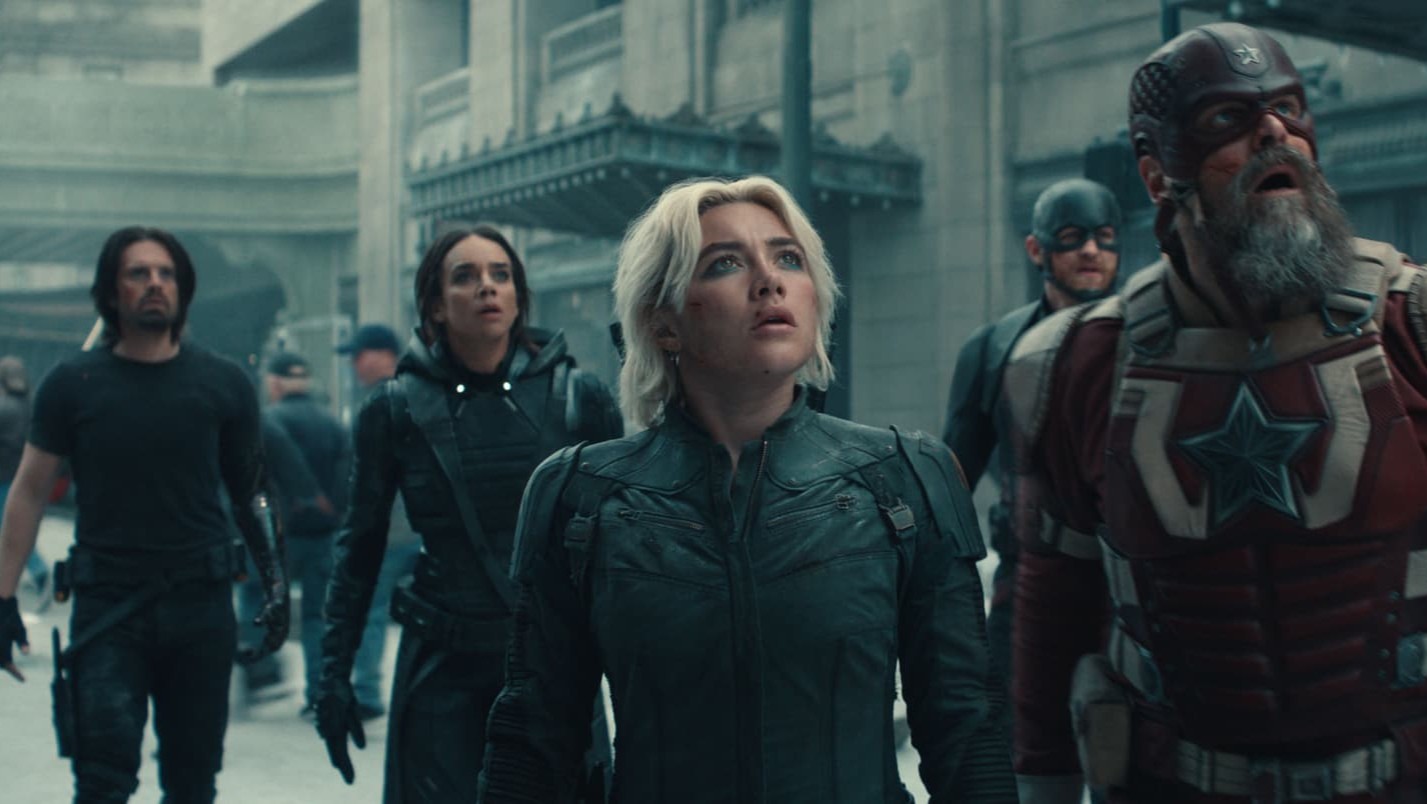 Sebastian Stan, Hannah John-Kamen, Florence Pugh, Wyatt Russell and David Harbour in Thunderbolts