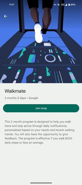 Users with less than 8,000 average daily steps should see the "Walk Mate" program to join in the Fitbit app.