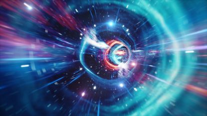 An artist's impression of the inside of a wormhole.