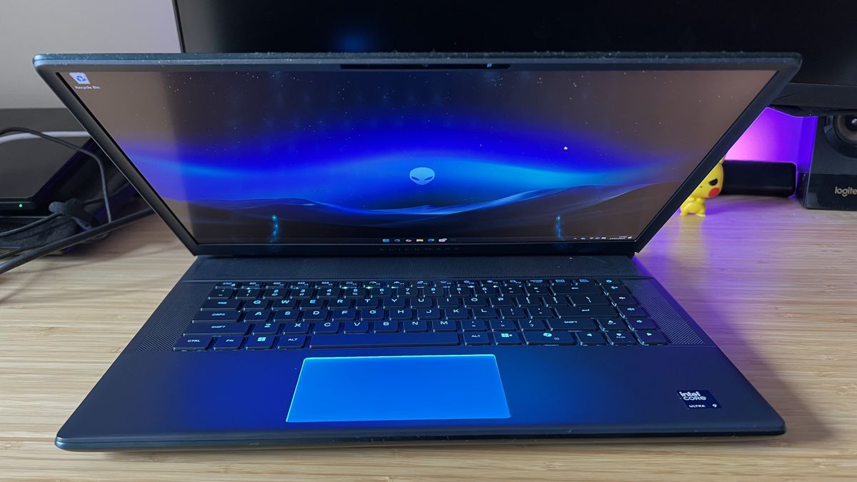 Alienware 16 Area-51 gaming laptop with lid slightly closed