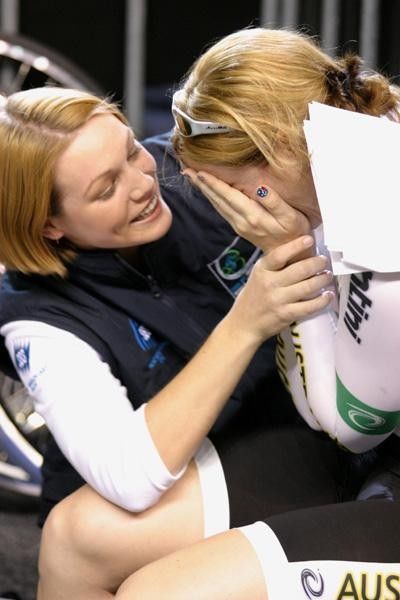 Kerrie Meares congratulates sister Anna